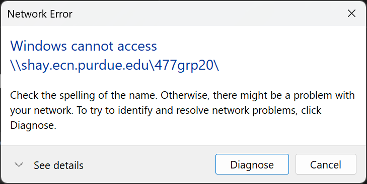 Windows Cannot Access